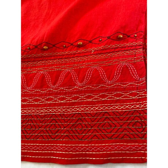 Coldwater Creek Red Sleeveless Embroidered Hem Dress With Back Zipper Size P14 - Picture 11 of 12